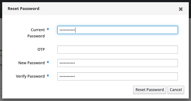 User resetting own password